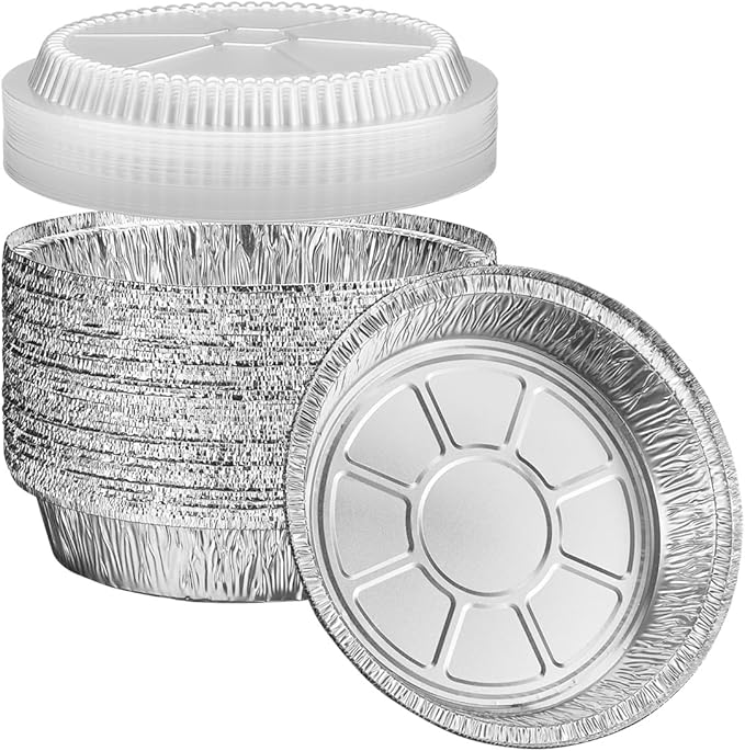 GUSTO [50 Count 9 Inch Disposable Round Aluminum Foil Pans by GUSTO