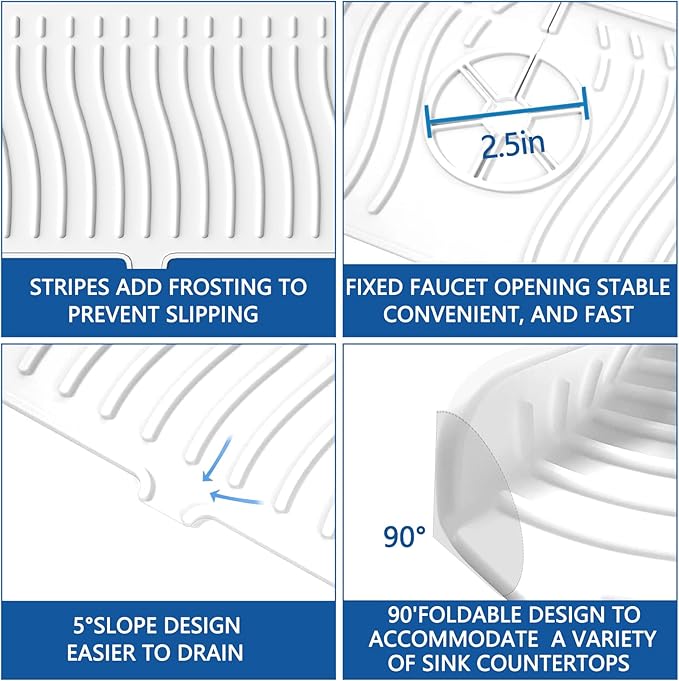 Kitchen Sink Splash Guard-24 x 5.8'' Ultrathin Silicone Sink Mat Splash Guard - Image 3