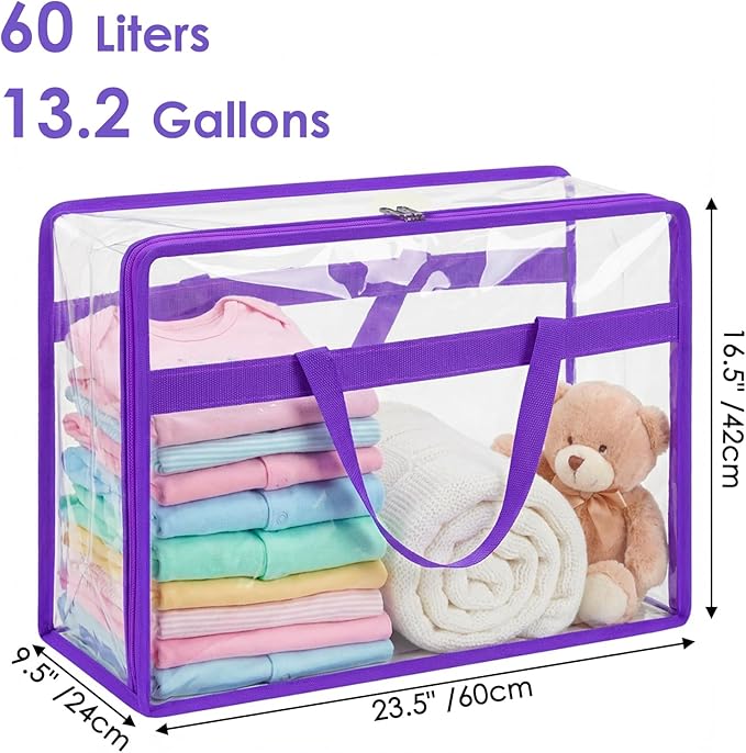 SGHUO Clear Storage Bags 60L Extra Large Plastic Vinyl Blanket Storage Bag - Image 2