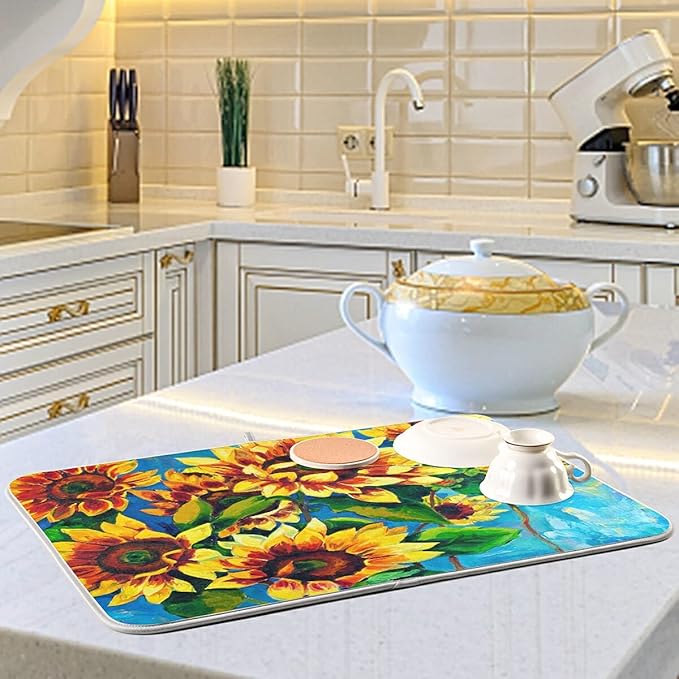 Super Absorbent Dish Drying Mat, Microfiber Fast-Drying Dish Mat, Kitchen Dish - Image 6