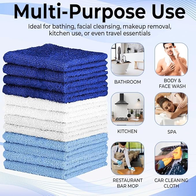 100% Cotton Washcloth Set – Soft, Absorbent Face Towels - Image 7