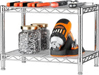 Xcity Storage Shelves, 2 Tier Heavy Duty Metal Shelving Unit with Wheels, 700 LBS Capacity Adjustable Steel Wire Shelf Organizer for Pantry, Kitchen, Garage, 14" D x 24" W x 20" H, Chrome - Image 3
