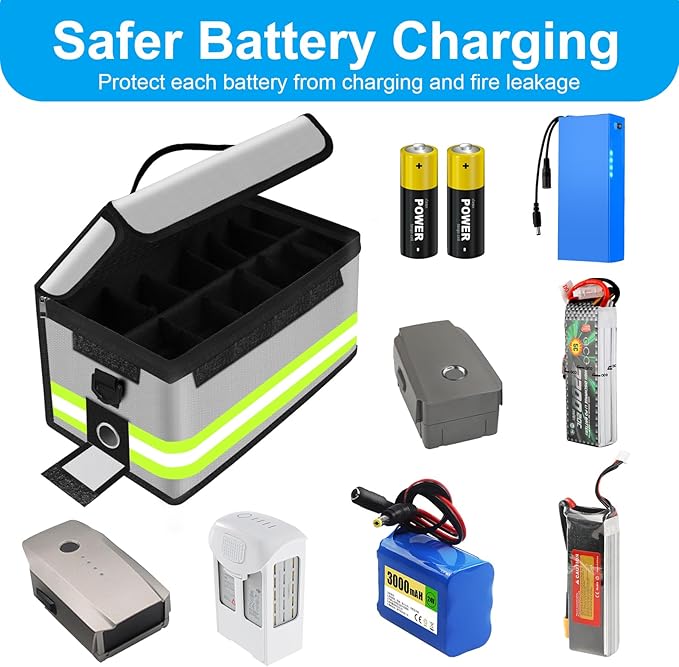 12 Cell Large Capacity Lipo Battery Bag, Fireproof Explosionproof Safe Storage - Image 6