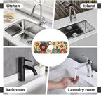 Kitchen Faucet Mat 15 x 5.5 Inch Abstract retro flower Faucet Draining Mat - Image 7
