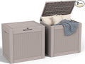 32 Gallon Outdoor Storage Box, Large Resin Deck Box for Patio Cushions, Garden Tools, Pool Accessories, Waterproof and Lockable Design, Storage Bench for Backyard & Deck(Gray) by Unknown