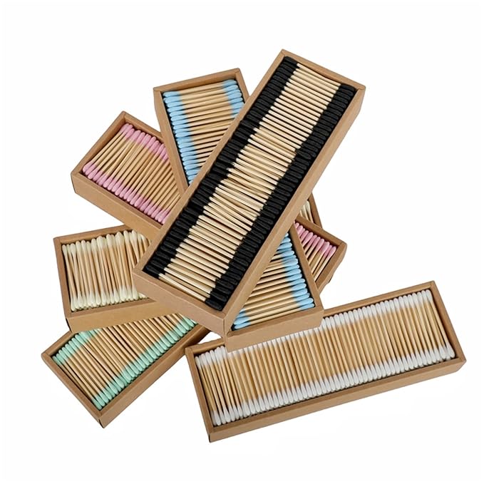 2000 PCs Premium Cotton Swabs Natural Cotton Buds Biodegradable Organic Double by FANPOIBeauty