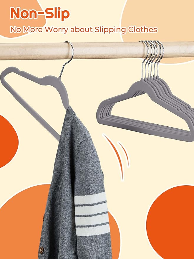 HOUSE DAY 14 Inch Kids Velvet Hangers 50 Pack, Durable Big Kid Hangers - Image 3