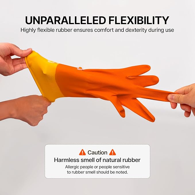 USE FUN Kitchen Rubber Gloves – 100% Natural Latex, Durable Non-Slip Waterproof - Image 5