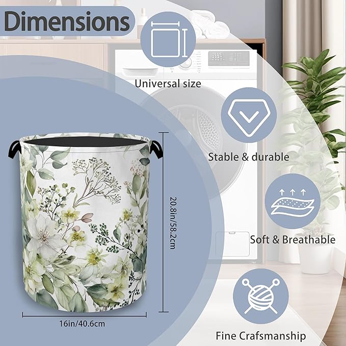 Flowers Plants HerbsLaundry Hamper, Dirty Clothes Laundry Basket - Image 2
