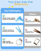 60PCS Blue Clear Clothes Pins for Baby Shower Games Boy, Transparent Acrylic - Image 6