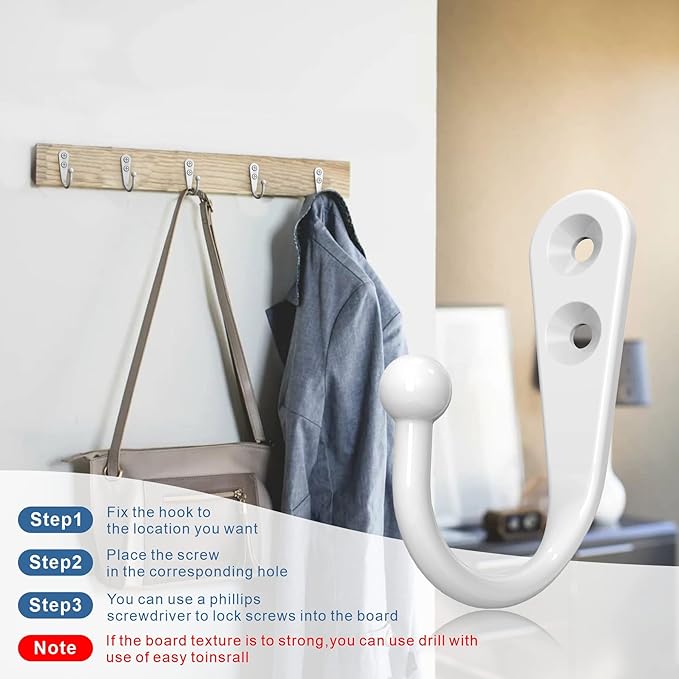 25PCS Wall Hooks | Hooks for Hanging | Wall Hooks for Hanging | Coat Hooks | - Image 5