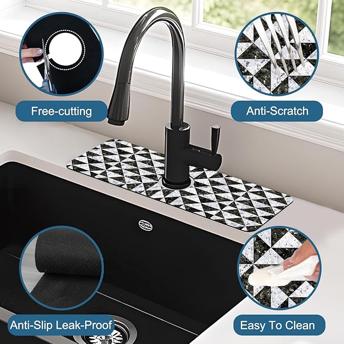 Granite Floor Tiles Sink Faucet Absorbing Mat Mosaic Texture Super Absorbent - Image 4