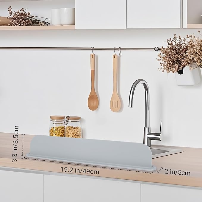 19.29 inch Kitchen Sink Splash Guard, Silicone Sink Baffle Splash Guard - Image 2