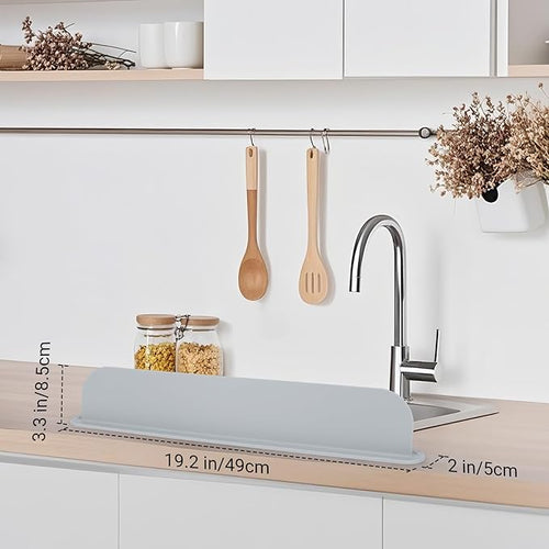 19.29 inch Kitchen Sink Splash Guard, Silicone Sink Baffle Splash Guard - Image 2