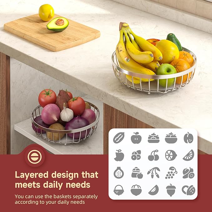 2 Tier Fruit Basket for Kitchen Counter - Image 4