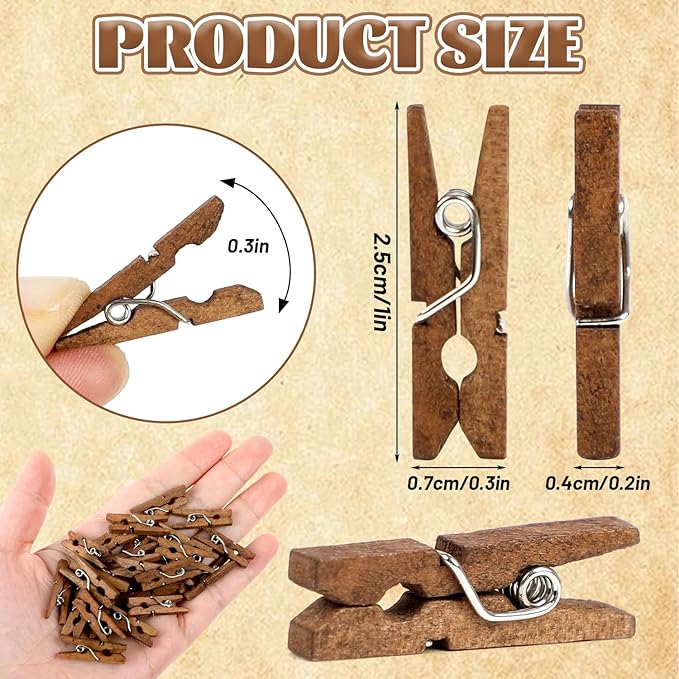 CCINEE 150 PCS Mini Natural Wooden Clothespins, 1 Inch Multi-Function - Image 2
