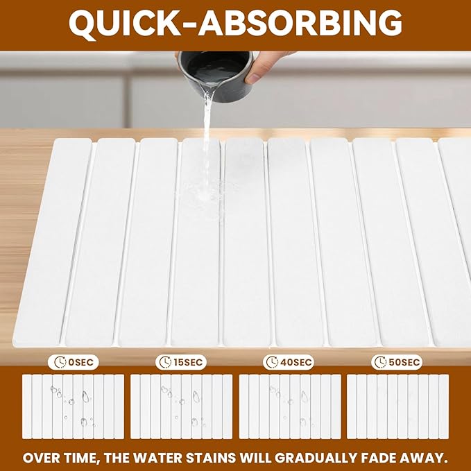 2 Pack Stone Drying Mat for Kitchen Counter, Large Diatomaceous Earth Dish - Image 2