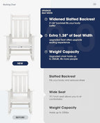 KINGYES Oversized Outdoor Rocking Chair Set of 6, All-Weather Patio Rocking Chairs for Porch, HDPE Outdoor Patio Rockers with High Back & Wide Seat for Garden, Lawn, White - Image 3