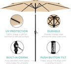 Best Choice Products 10ft Outdoor Table Compatible Steel Polyester Market Patio Umbrella w/Crank and Easy Push Button Tilt - Image 5