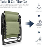 Best Choice Products Oversized Padded Zero Gravity Chair, Folding Outdoor Patio Recliner, XL Anti Gravity Lounger for Backyard w/Headrest, Cup Holder, Side Tray, Polyester Mesh - Sage Green - Image 5