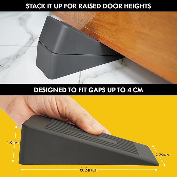 Big Door Stoppers for Bottom of Door, 1.9” Anti-Skid Rubber Door Stop Wedge - Image 4
