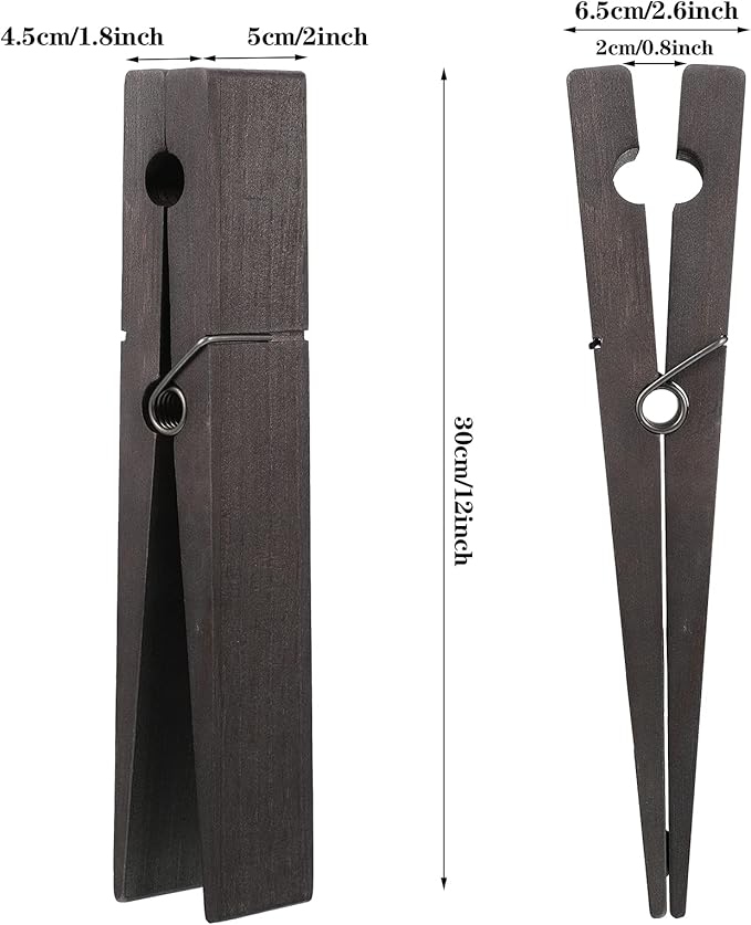 Blulu 2 Pcs 12 Inch Jumbo Wooden Clothespins Large Clothespin Towel Holder - Image 7
