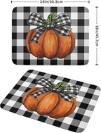 Fall Pumpkin Dish Drying Mat for Kitchen Counter Black White Buffalo Check - Image 2