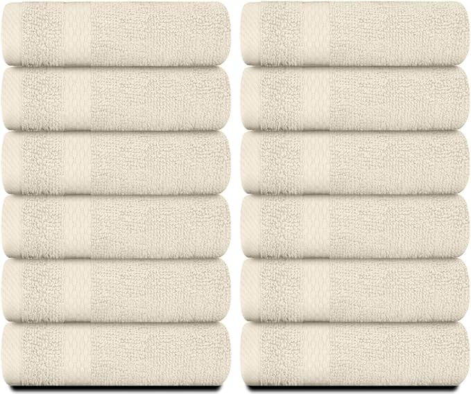 White Classic Luxury Cotton Washcloths 13x13 Inch - Image 2