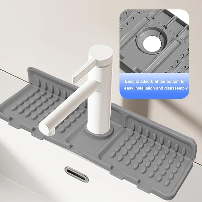Faucet Mat for Kitchen Sink, Kitchen Sink Splash Guard, Outlet & Slope Upgraded - Image 3