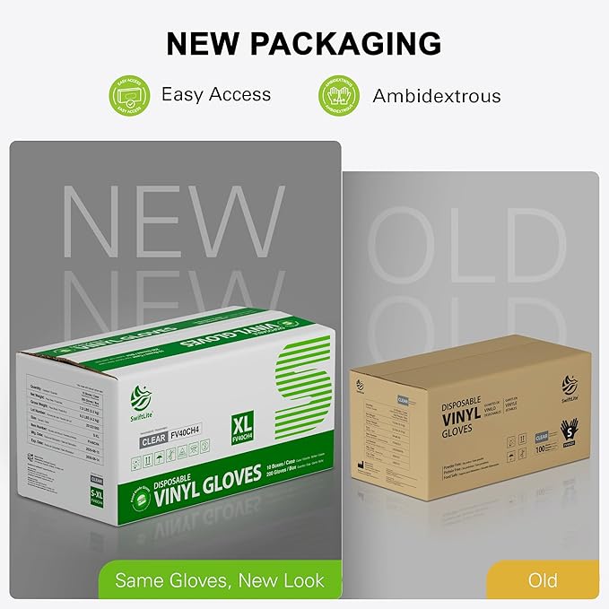 Disposable Vinyl Gloves, Food Safe, Latex-Free Powder-Free Clear Plastic Gloves - Image 5