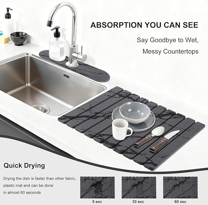 3 PCS Large Stone Dish Drying Mat - Image 4