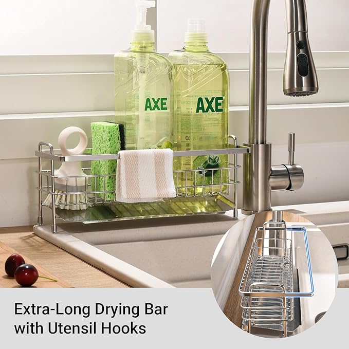 Sponge Holder for Kitchen Sink BANJEKT Sink Caddy Dish Sponge Holder Rustproof - Image 3