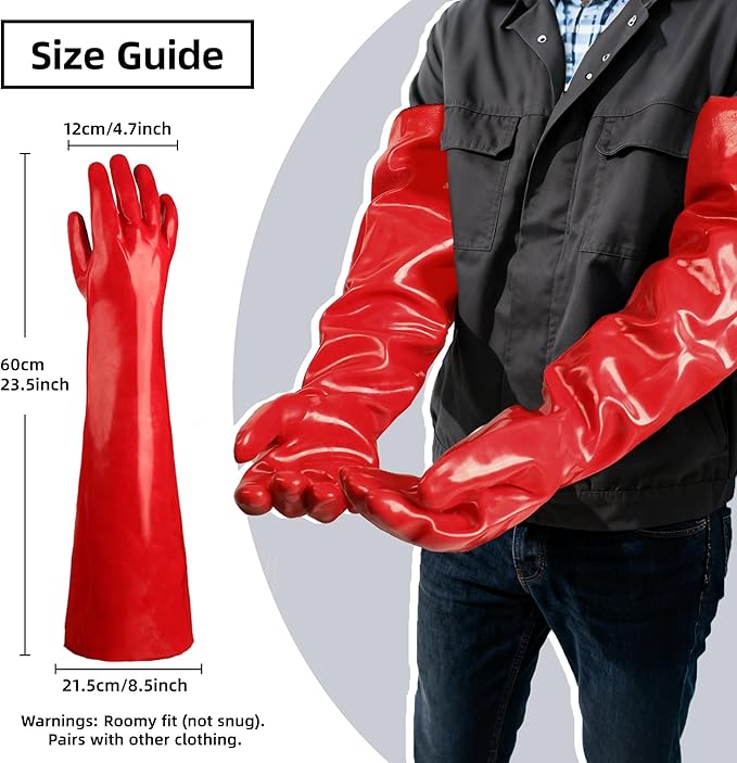 Schwer 23.5" PVC Chemical Resistant Gloves, Heavy Duty Waterproof Work Gloves - Image 5