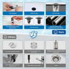 Hibbent 3 Pack 3 in 1 Bathroom Sink Drain Strainer, Universal Pop Up Stopper - Image 5