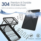 Dish Drying Rack for Kitchen Counter, Stainless Steel 2 Tier Dish Rack w - Image 6