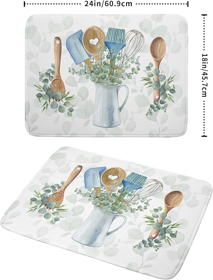 Sage Green Dish Drying Mat for Kitchen Counter, Cooking Supplies Reversible - Image 2