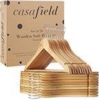 Casafield - 20 Natural Wooden Suit Hangers - Premium Lotus Wood - Image 6