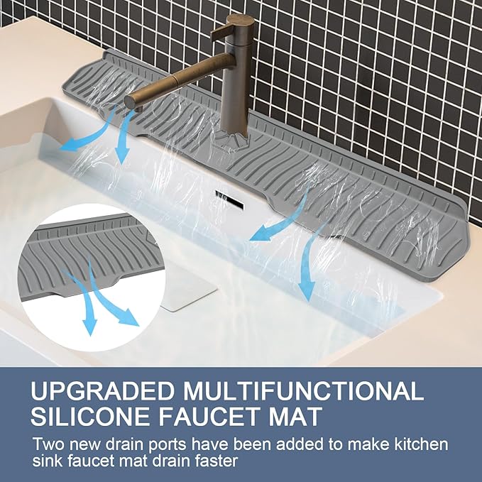 Sink Drain Mat Behind Faucet, Faucet Guard Draining Mat, 90° Foldable Tap - Image 4