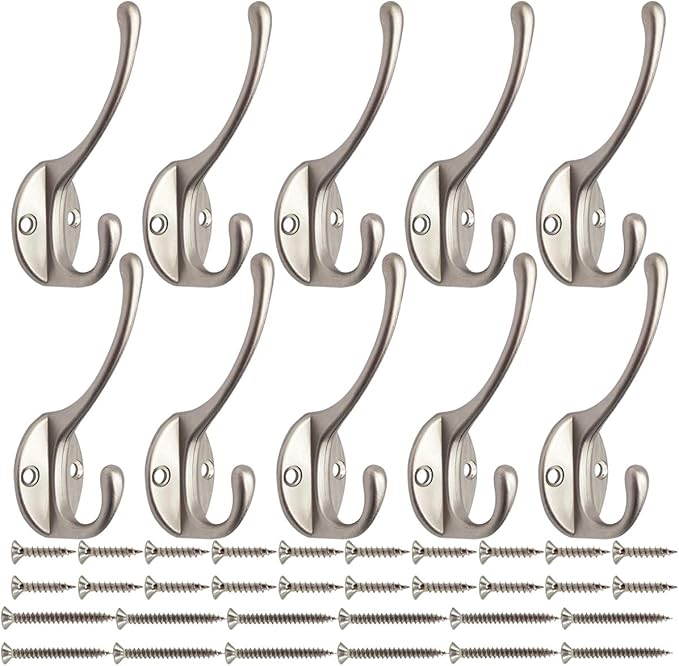 IBosins 10 Pack Dual Coat Hooks Wall Mounted by IBosins