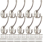 IBosins 10 Pack Dual Coat Hooks Wall Mounted by IBosins