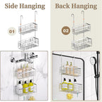 DELLAN Hanging Shower Organizer, 2-Tier Shower Rack - Image 3