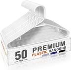 HOUSE DAY White Plastic Hangers 50 Pack, Plastic Clothes Hangers by HOUSEDAY