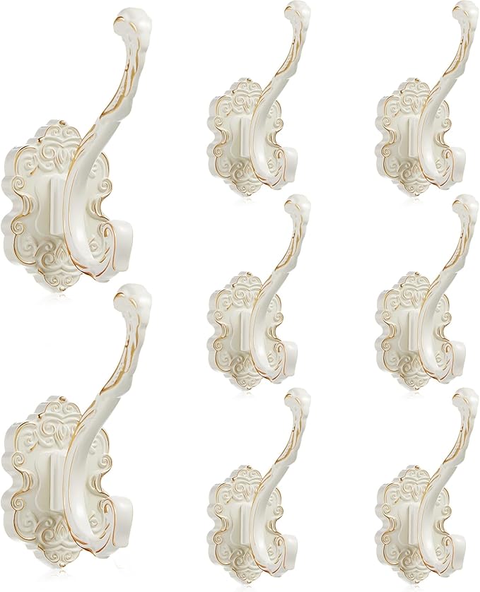 Zonon 8 Pcs White Vintage Coat Hooks Decorative Towel Hooks by Zonon