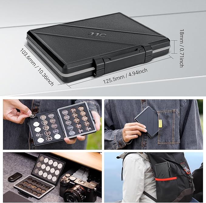JJC CR2032 Battery Case Holder Storage, Water-Resistant Anti-Shock, Coin Cell - Image 3