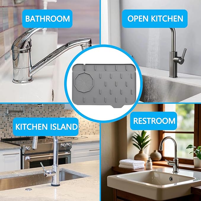 2 Pieces Kitchen Sink Splash Guard 8.3" Mini Sink Faucet Mat Faucet Handle Drip - Image 7