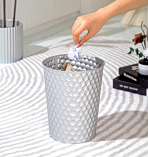 Small Metal Trash Can Wastebasket, Decorative Honeycomb Garbage Can Waste Basket - Image 2