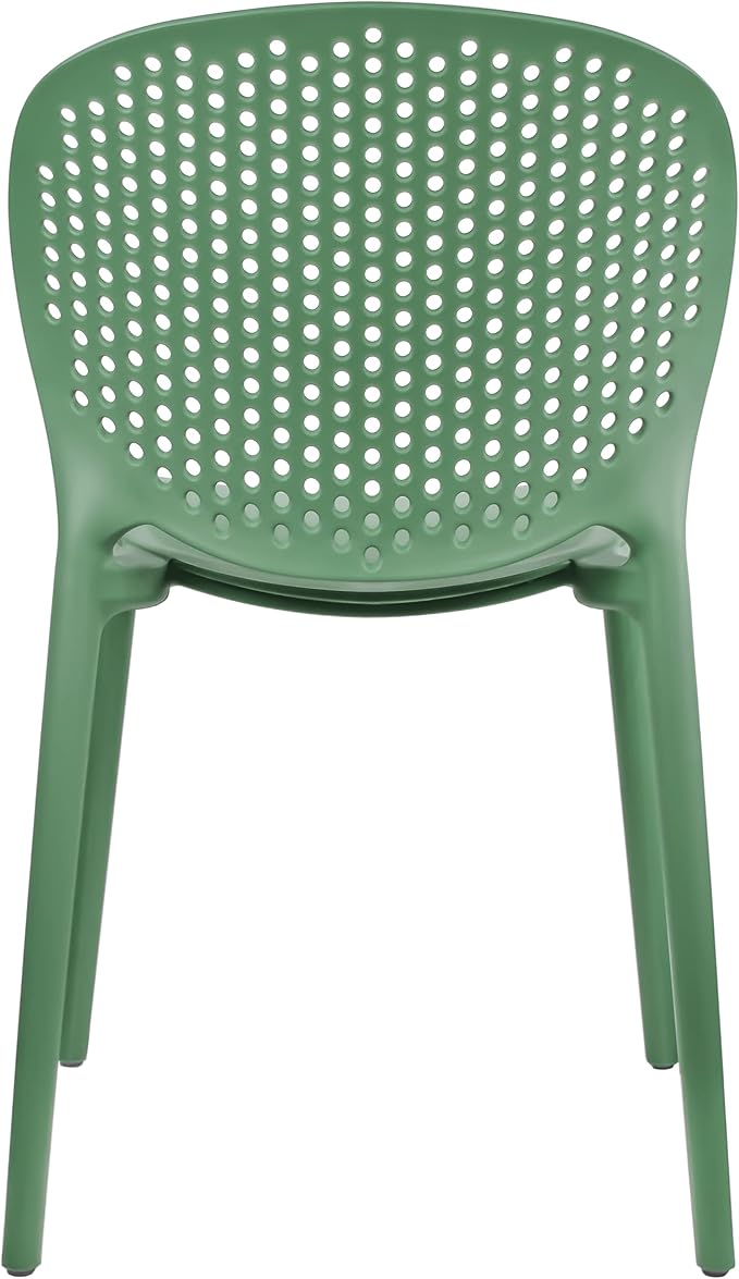 2xhome Patio Dining Chair | Modern Stackable Outdoor Pool Side Chair | Weather Resistant Plastic for Yard, Porch, Balcony, Kitchen, Green, Single, Set of 1 - Image 8