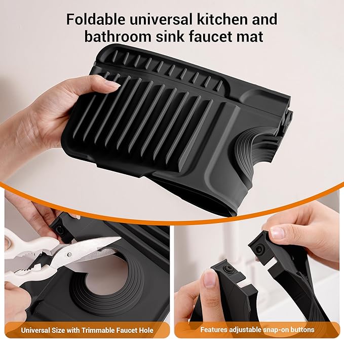 Faucet Mat for Kitchen Sink, Snap-On Design & 7°slope Fast Drain, Folding Sink - Image 6
