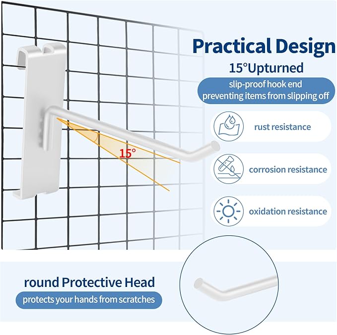 20Pcs Gridwall Hooks, Metal Grid Panel Hanging Peg Hooks, Grid Wall Accessory - Image 5