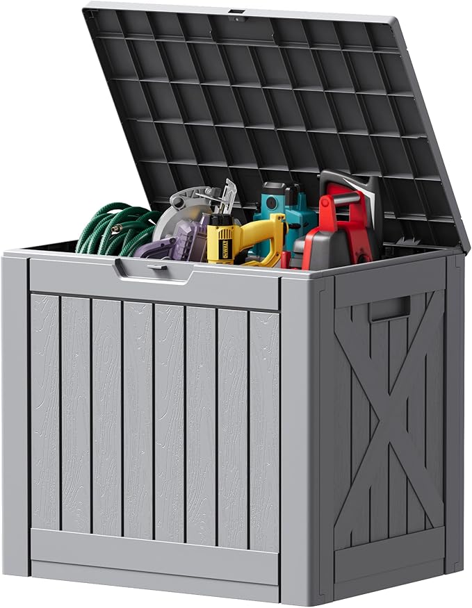 Devoko 40 Gallon Deck Box Outdoor Storage Box Waterproof for Patio, Large Outdoor Storage Bench Lockable for Outside (Gray, 40 Gallon) by DEVOKO